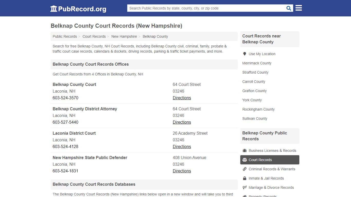 Belknap County Court Records (New Hampshire) - PubRecord.org